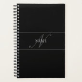 Elegant Script Monogram Bewerkbaar Zwart Grijs Wit Planner (Voorkant)