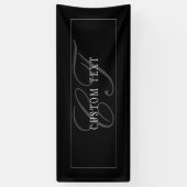Elegant Script Monogram Bewerkbaar Zwart Grijs Wit Spandoek (Verticaal)