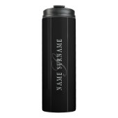 Elegant Script Monogram Bewerkbaar Zwart Grijs Wit Thermosbeker (Voorkant)