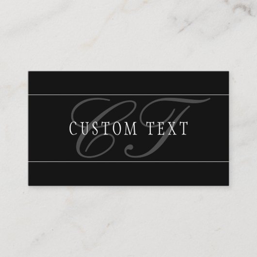 Elegant Script Monogram Bewerkbaar Zwart Grijs Wit Visitekaartje (Voorkant)