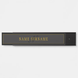 Elegant Script Monogram Black & Gold Deurbordje