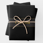 Elegant Script Monogram Black & Gold Inpakpapier Vel (In situ)