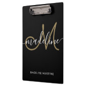 Elegant Script Monogram Black Gold Klembord (Links)