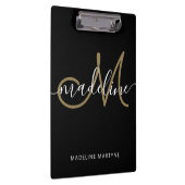 Elegant Script Monogram Black Gold Klembord (Rechts)