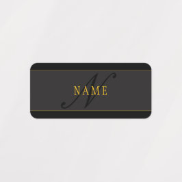 Elegant Script Monogram Black & Gold Labels