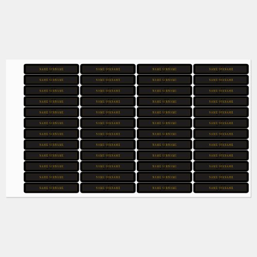 Elegant Script Monogram Black & Gold Labels (Vel)