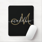 Elegant Script Monogram Black Gold Muismat (Met muis)