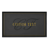 Elegant Script Monogram Black & Gold Naambadge (Voorkant)