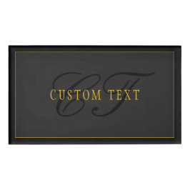 Elegant Script Monogram Black & Gold Naambadge
