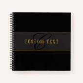 Elegant Script Monogram Black & Gold Notitieboek (Voorkant)