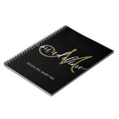 Elegant Script Monogram Black Gold Notitieboek (Linkerzijde)