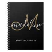 Elegant Script Monogram Black Gold Notitieboek (Voorkant)