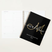 Elegant Script Monogram Black Gold Planner (Display)