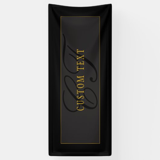 Elegant Script Monogram Black & Gold Spandoek (Verticaal)