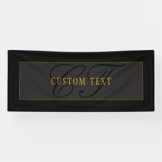 Elegant Script Monogram Black & Gold Spandoek (Horizontaal)