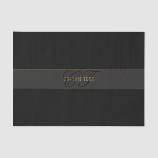 Elegant Script Monogram Black & Gold Tissuepapier (Voorkant)