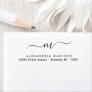 Elegant Script Monogram Black Modern Typografie Etiket