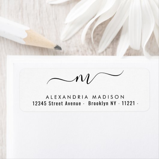 Elegant Script Monogram Black Modern Typografie Etiket (Insitu)