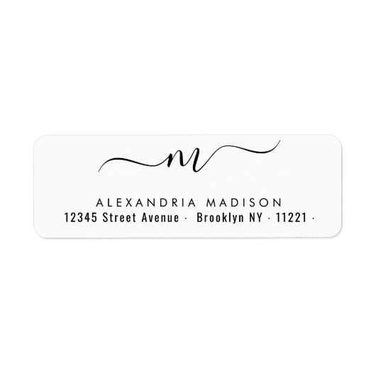 Elegant Script Monogram Black Modern Typografie Etiket (Voorkant)