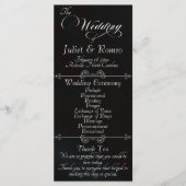 Elegant Script & Monogram - Black Wedding Programmakaart (Voorkant)