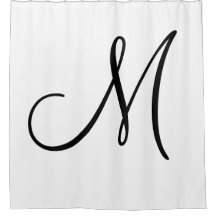 Elegant Script Monogram Black White Initiaal