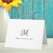 Elegant Script Monogram Black White Note Cards Bedankkaart