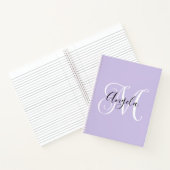 Elegant Script Monogram Bleek Lavender Notitieboek (Binnen)