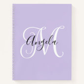 Elegant Script Monogram Bleek Lavender Notitieboek (Voorkant)
