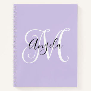 Elegant Script Monogram Bleek Lavender Notitieboek