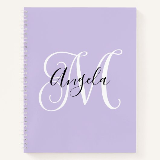 Elegant Script Monogram Bleek Lavender Notitieboek (Voorkant)