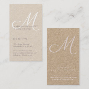 Elegant Script Monogram Blush Pink Kraft Verticaal Afsprakenkaartje