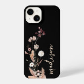 Elegant Script Monogram Boho Wildflower iPhone Hoesje (Achterkant)