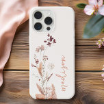 Elegant Script Monogram Boho Wildflower iPhone 14 Hoesje<br><div class="desc">Elegant Script Monogram Boho Wildflower iPhone Case</div>