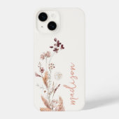 Elegant Script Monogram Boho Wildflower iPhone Hoesje (Achterkant)
