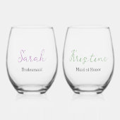 Elegant Script Monogram Bruids Party Chic Wedding Wijnglas Zonder Voet (Voorkant)