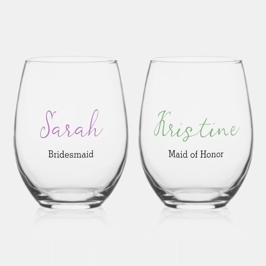 Elegant Script Monogram Bruids Party Chic Wedding Wijnglas Zonder Voet (Voorkant)