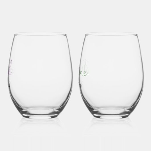 Elegant Script Monogram Bruids Party Chic Wedding Wijnglas Zonder Voet (Links)