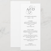 Elegant Script Monogram Classic Wedding Menu Kaart (Voorkant / Achterkant)