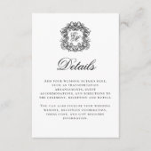 Elegant Script Monogram Crest Bruiloft Details Informatiekaartje (Voorkant)