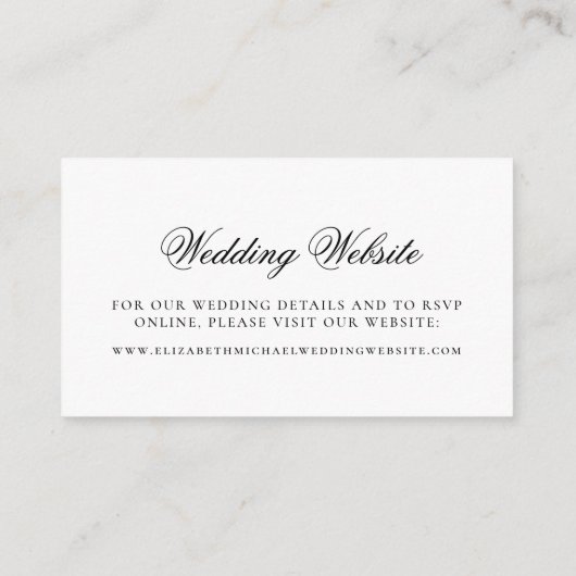 Elegant Script Monogram Crest Bruiloft Website Informatiekaartje (Achterkant)