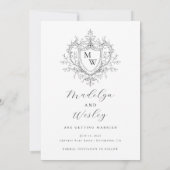 Elegant script monogram crest  save the date (Achterkant)