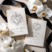 Elegant script monogram crest  save the date