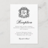 Elegant Script Monogram Crest Trouwreceptie Informatiekaartje (Voorkant)