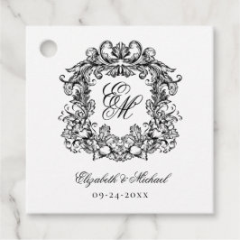 Elegant Script Monogram Crest Wedding Bedankjes Labels