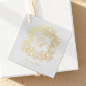 Elegant Script Monogram Crest Wedding Bedankjes Labels