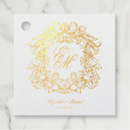 Elegant Script Monogram Crest Wedding Bedankjes Labels
