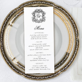 Elegant Script Monogram Crest Wedding Menu