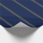 Elegant Script Monogram Donker Navy Blauw Grijs &  Cadeaupapier (Hoek)