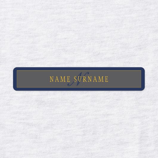 Elegant Script Monogram Donker Navy Blauw Grijs &  Labels (Design 2)