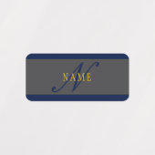 Elegant Script Monogram Donker Navy Blauw Grijs &  Labels (Design 1)